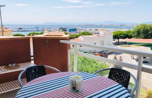 Roses Town Center Apartment | ROC MAR 7 2A - Apartamento cerca del centro y de la playa - terraza con vistas al mar y al puerto
