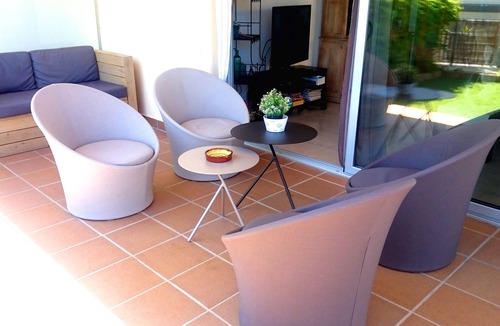 Llanca Apartment | garden level apartment with full sea views in residence with swimming pool.