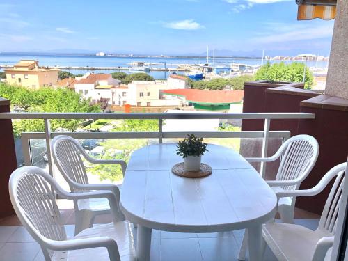 Roses Town Center Apartment | ROC MAR 4 3A - Apartamento cerca del centro y de la playa - terraza con vistas al mar y al puerto